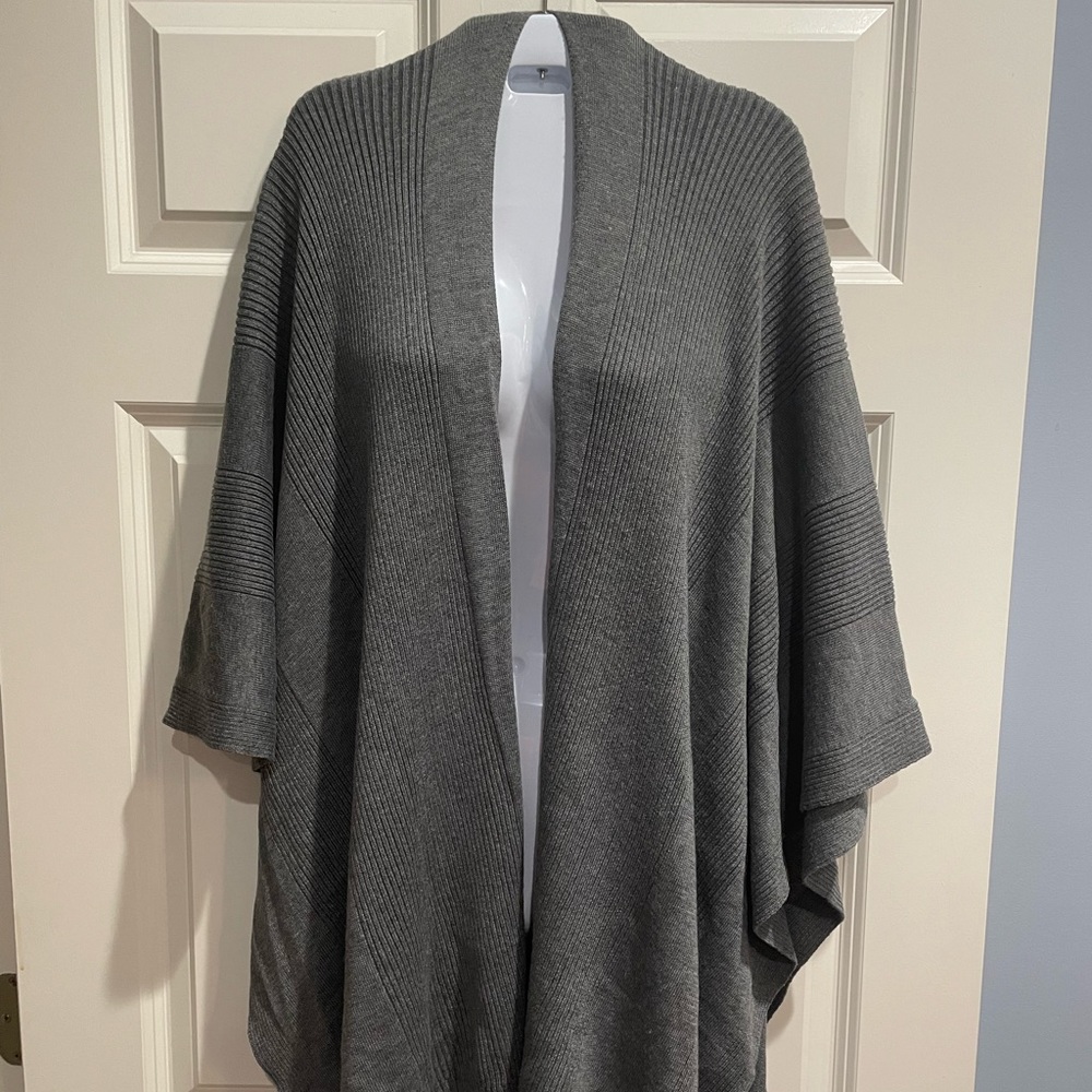 Lands End Shawl, Gray, Knit Ribbon, One Size